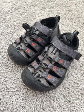 Keen Kids Gray Closed-Toe Sandals with Orange Accents